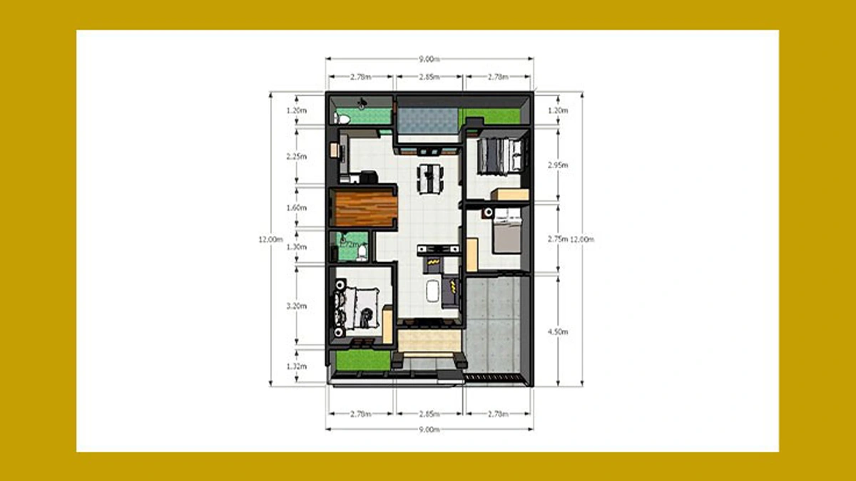 Contoh Denah Rumah Ukuran 9x12 1